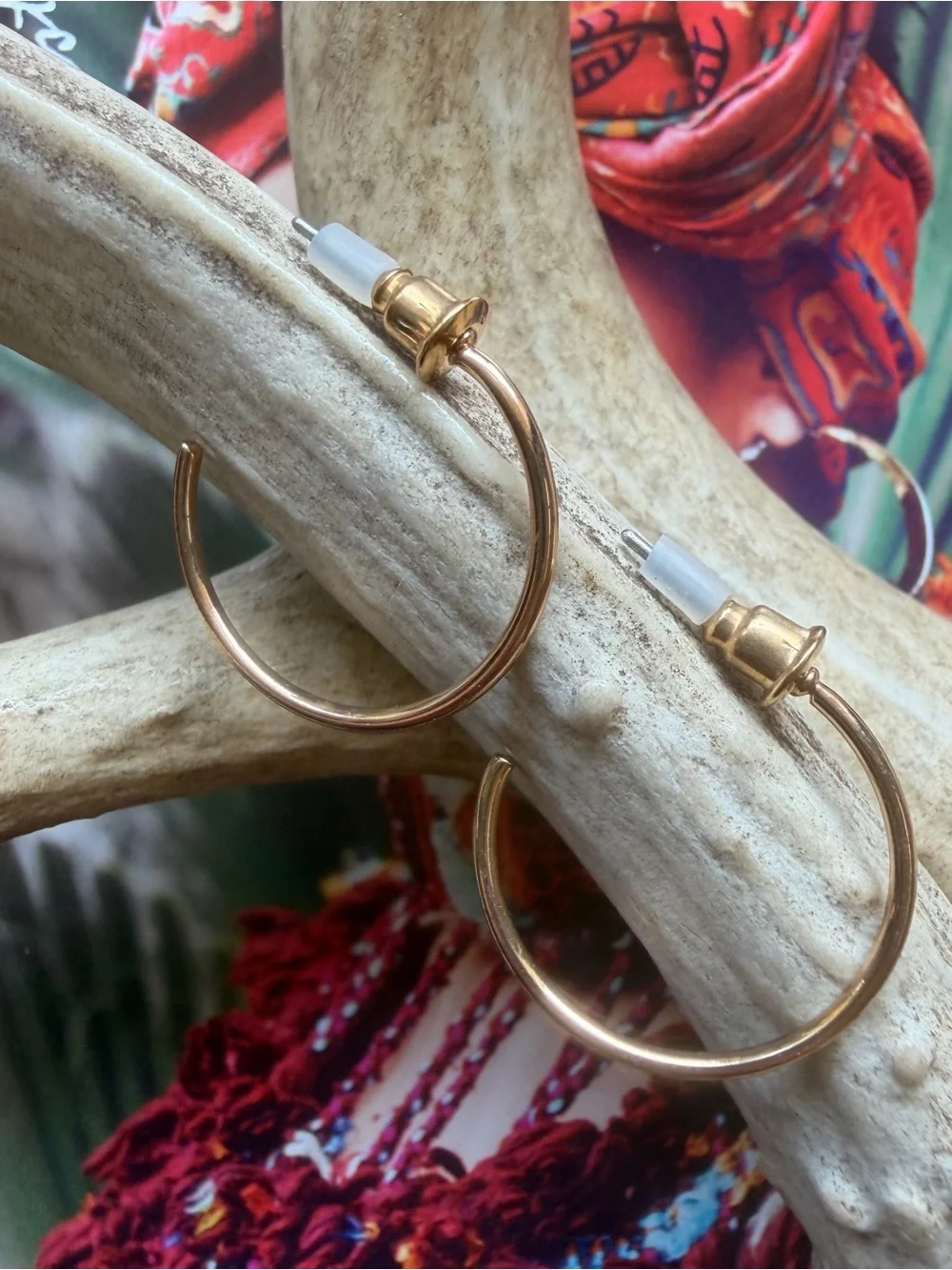 Gold Tone Classic Hoop Earrings - Simple Everyday Hoops Western